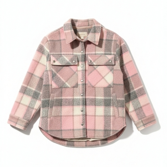 Blank NYC Jackets & Blazers - Blank NYC Plaid Sherpa Wool Coat Women's Small Fleece Jacket